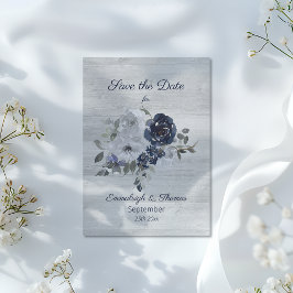Marinblå Silver Blommig Foto Spara Datum Datumet