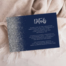 Marinblå Silver Glitter Bröllopsdetaljer