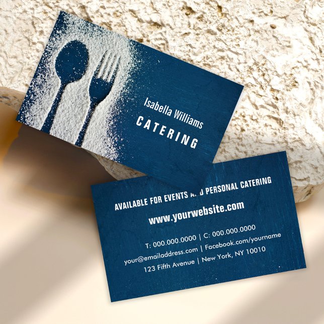 Marinblå, Sockergaffel, Catering, Kock, Restaurang Visitkort (Skapare uppladdad)