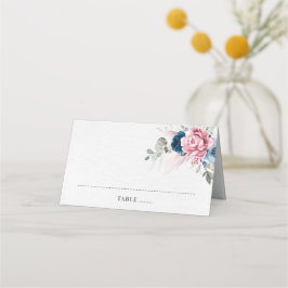  marinblå soft Pastel Rosa Blommigt Bröllop Placeringskort