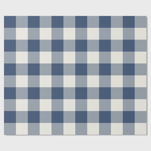 Marinblå Stora Rutiga Gingham Presentpapper (Platt)