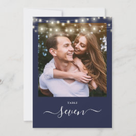 Marinblå Strängljus Foto Bordskort