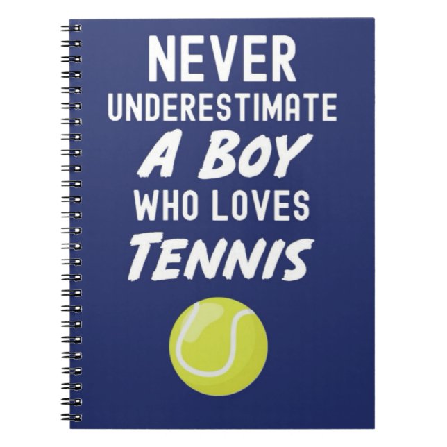 Marinblå Tennispresenter För Pojkar Barn Spelare Ä Anteckningsbok (Framsidan)