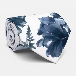 Marinblå Trädgårdsblommor Bröllop Slips