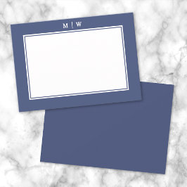 Marinblå Två Kant Minimalistisk Monogram Anteckningskort