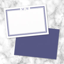 Marinblå Två Kant Minimalistisk Monogram