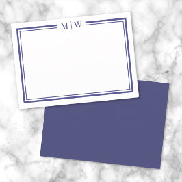 Marinblå Två Kant Minimalistisk Monogram Anteckningskort