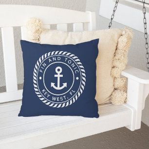 Marinblå   Utomhusfyllning för Rope och Anchor Boa Kudde