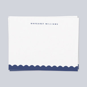 Marinblå Vågkant Enkel Minimalistisk Anteckningskort