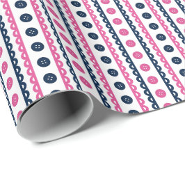 Marinblå & varmgul Rosa Preppy Randig Hantverks- & Presentpapper