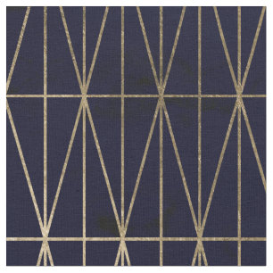 Marinblå vattenfärg för guld- geometriska tyg