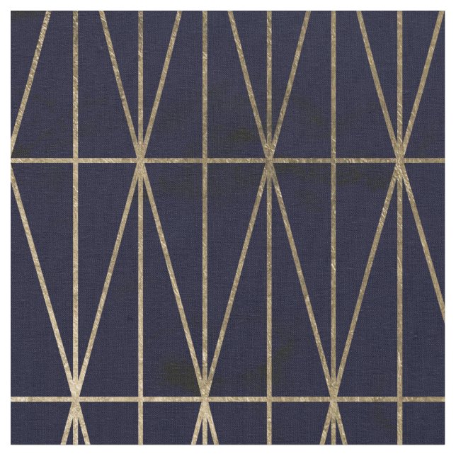 Marinblå vattenfärg för guld- geometriska tyg (Närbild)