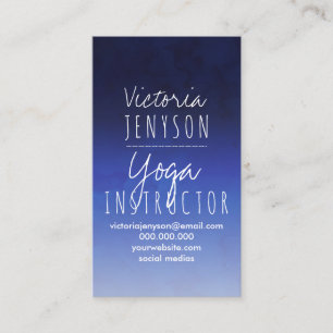 Marinblå vattenfärgombreyoga visitkort