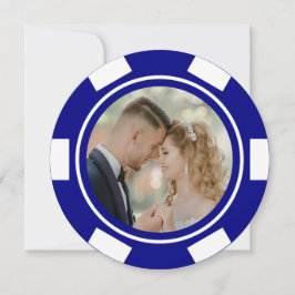 Marinblå Vegas Poker Chip Bröllop Elopement Fest Inbjudningar