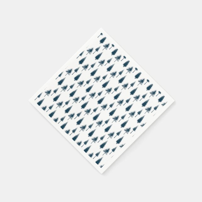 Marinblå vinter träd pappersservett (Hörn)