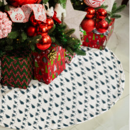 Marinblå vinterträd julgransmatta borstad polyester