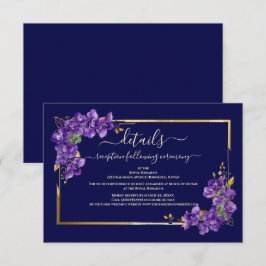 Marinblå Violetta Blommor Guld Ram Klassiskt Bröll Tilläggskort