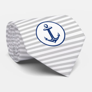 Marinblå vit ankrar slips