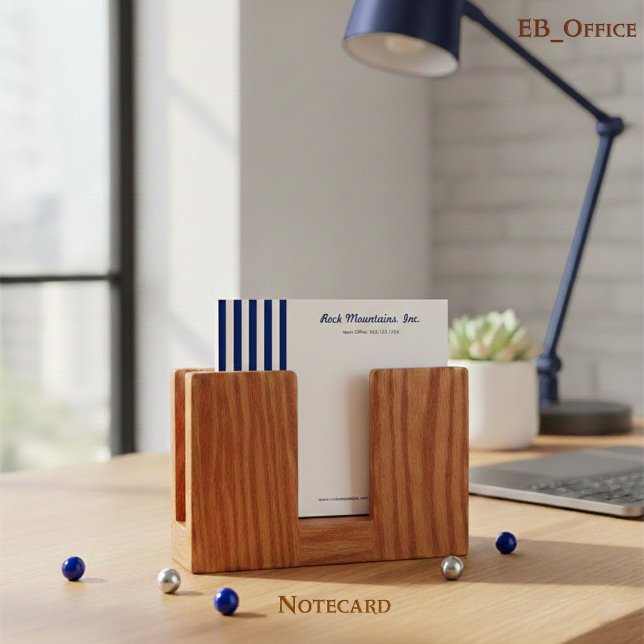 Marinblå Vita Ränder Butik Professional Anteckningskort (Skapare uppladdad)