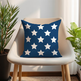 Marinblå Vitt Stjärnmönster Patriotiskt Kudde