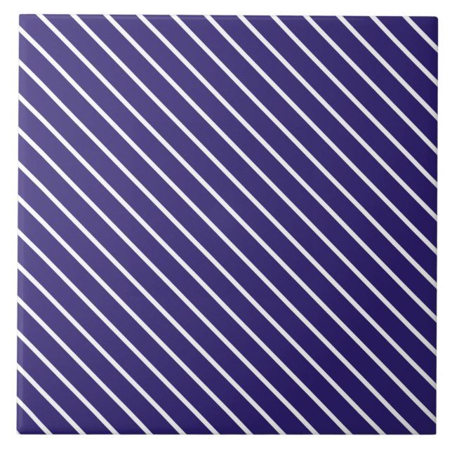 Marinblåa diagonala streck - och vit kakelplatta (Framsidan)
