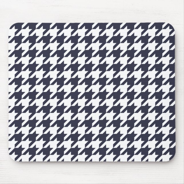 Marinblåa Houndstooth Musmatta (Framsidan)