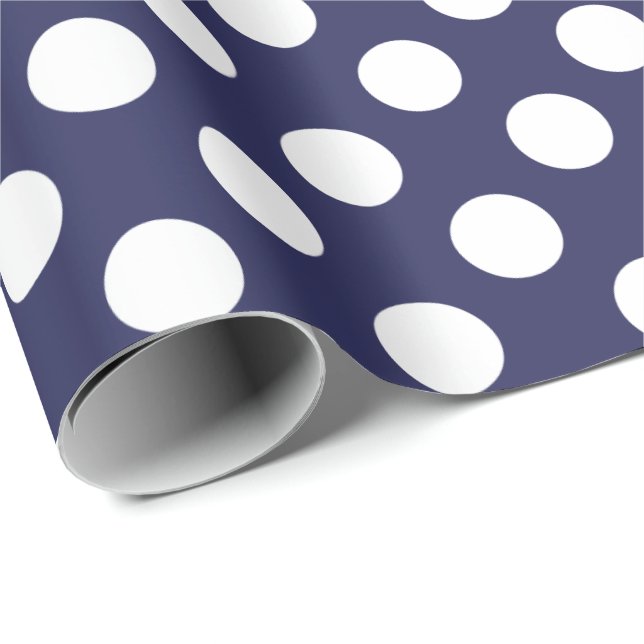 Marinblåa och vitpolka dots presentpapper (Rullad Hörn)
