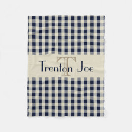 Marinblåa pojkar för namn för Monogram för Fleecefilt