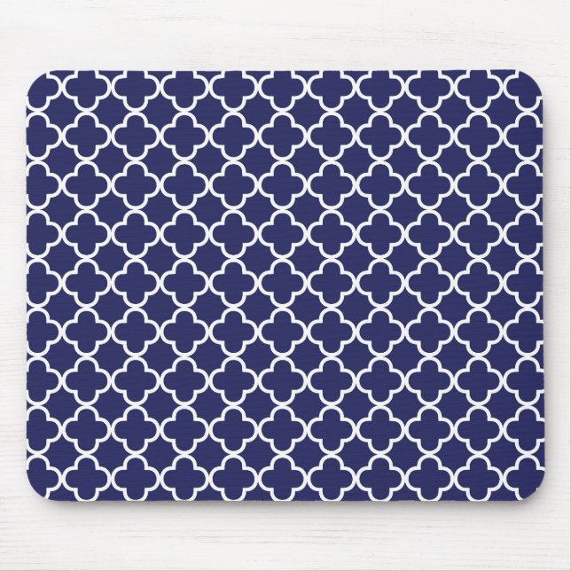 Marinblåa Quatrefoil Mousepad Musmatta (Framsidan)