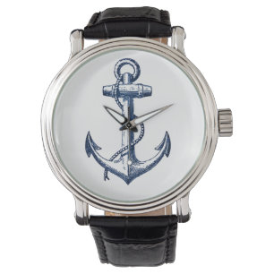 Marinblått ankra armbandsur