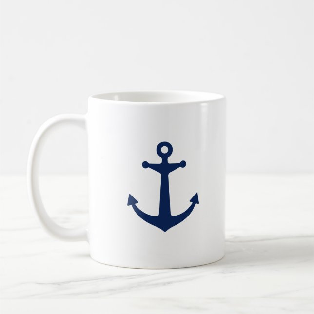 Marinblått ankra kaffemugg (Vänster)