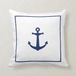 Marinblått ankra kudde