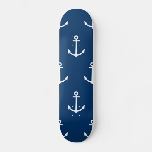 Marinblått ankrar mönster 1 skateboard bräda 19,5 cm (Framsida)