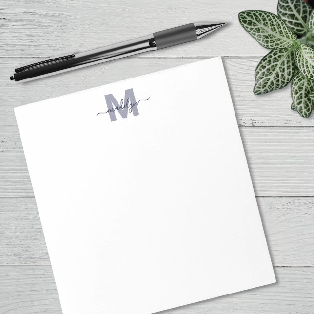Marinblått Enkelt Monogram Anteckningsblock (Navy Blue Simple Monogram Notepad )
