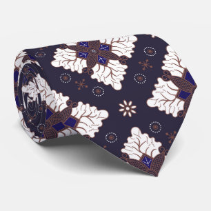 Marinblått etniskt damast batik sömlöst mönster slips