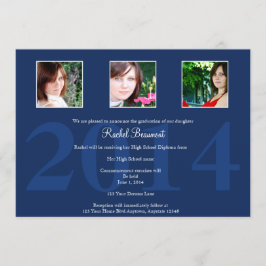 Marinblått fotostudentenmeddelande inbjudningar