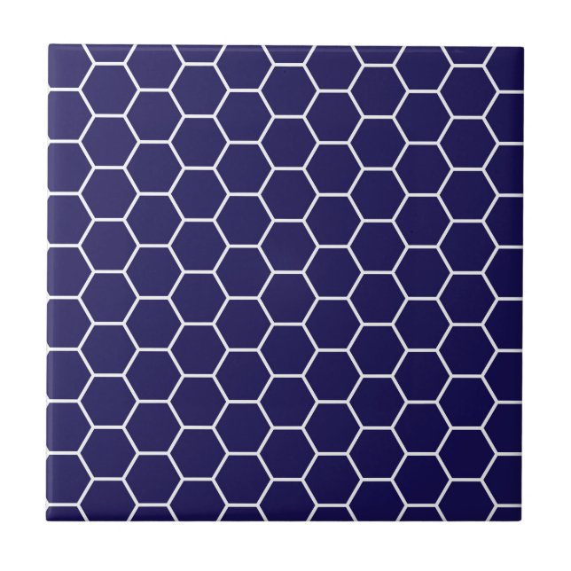 Marinblått geometriskt kakelplatta (Framsidan)
