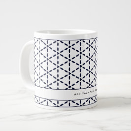 Marinblått geometriskt mönster på vit bakgrund jumbo mugg