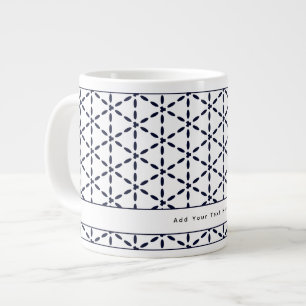 Marinblått geometriskt mönster på vit bakgrund jumbo mugg