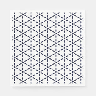 Marinblått geometriskt mönster på vit bakgrund pappersservett