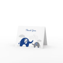 Marinblått grått baby showertack för elefant