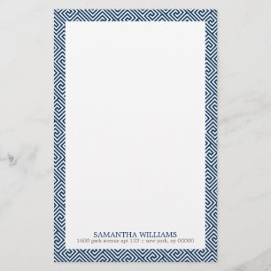 Marinblått greknyckelmönster brevpapper