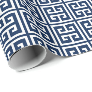 Marinblått greknyckelmönster presentpapper