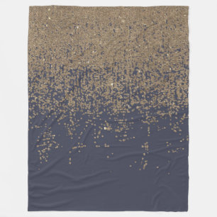 Marinblått guld- Sparkly glitter Ombre Fleecefilt