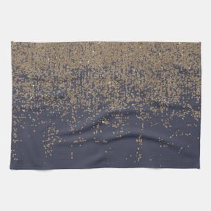 Marinblått guld- Sparkly glitter Ombre Kökshandduk