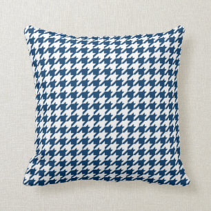Marinblått Houndstooth mönster och vit Kudde
