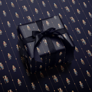 Marinblått klassiskt nötknäpparens inslagspapper presentpapper