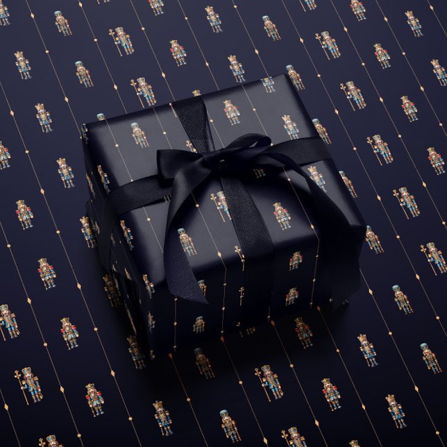 Marinblått klassiskt nötknäpparens inslagspapper presentpapper (Skapare uppladdad)