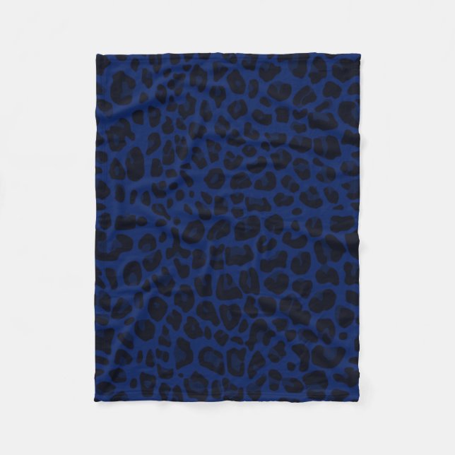 Marinblått leopardtryck fleecefilt (Framsidan)