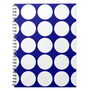 Marinblått med stor vitpolka dots anteckningsbok